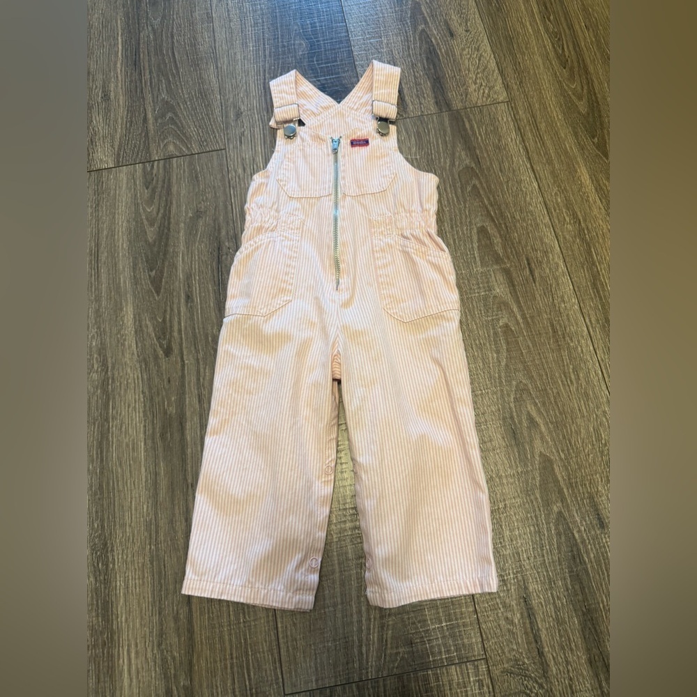 Absorba Vintage Baby Girl Overalls Girls Pink Striped Pockets Buttons Snaps 18m